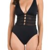 Strappy Mesh Inset One-Piece Swimsuit